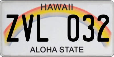 HI license plate ZVL032