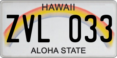 HI license plate ZVL033