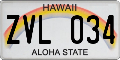 HI license plate ZVL034
