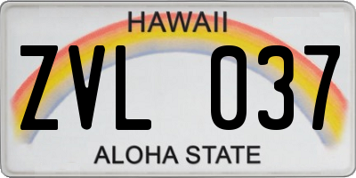 HI license plate ZVL037