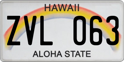 HI license plate ZVL063