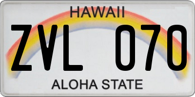 HI license plate ZVL070