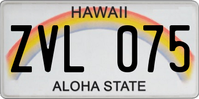 HI license plate ZVL075
