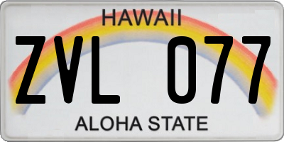 HI license plate ZVL077