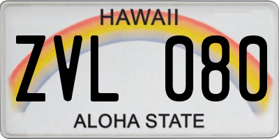 HI license plate ZVL080