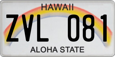 HI license plate ZVL081