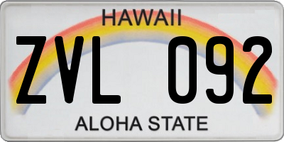 HI license plate ZVL092