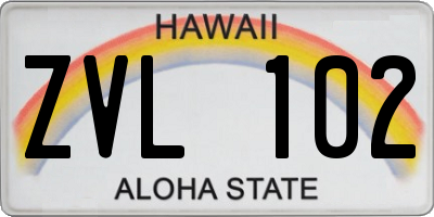 HI license plate ZVL102