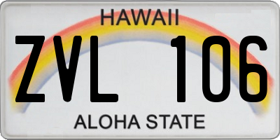 HI license plate ZVL106