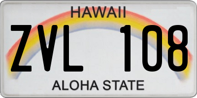 HI license plate ZVL108