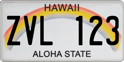 HI license plate ZVL123