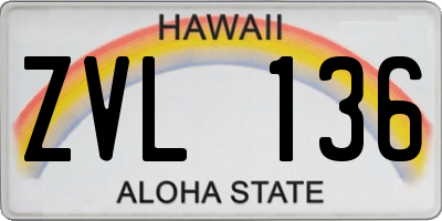 HI license plate ZVL136