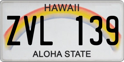 HI license plate ZVL139