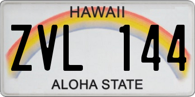 HI license plate ZVL144