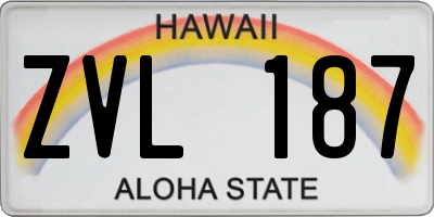 HI license plate ZVL187