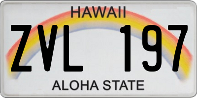 HI license plate ZVL197