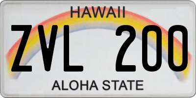 HI license plate ZVL200
