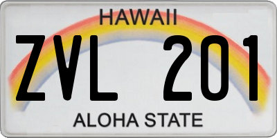HI license plate ZVL201