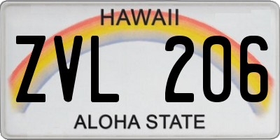 HI license plate ZVL206