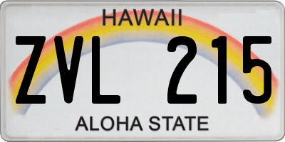 HI license plate ZVL215