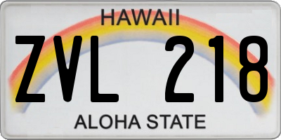 HI license plate ZVL218