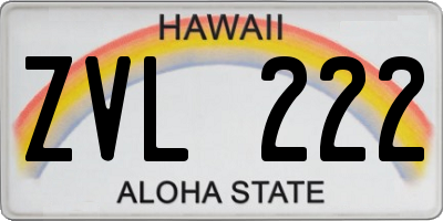 HI license plate ZVL222