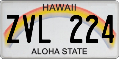 HI license plate ZVL224
