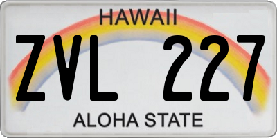 HI license plate ZVL227