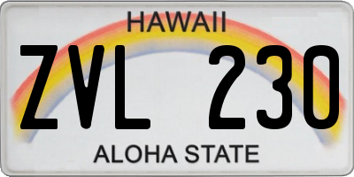 HI license plate ZVL230