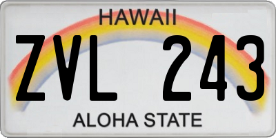 HI license plate ZVL243