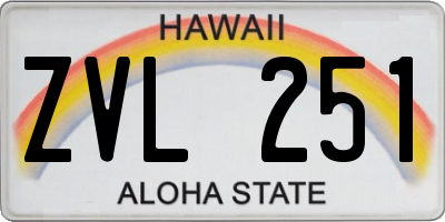 HI license plate ZVL251