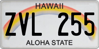 HI license plate ZVL255
