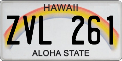 HI license plate ZVL261