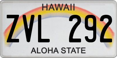 HI license plate ZVL292