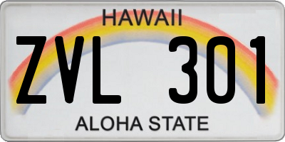 HI license plate ZVL301