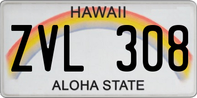 HI license plate ZVL308