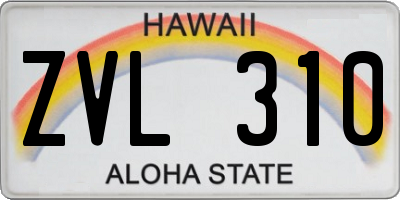 HI license plate ZVL310