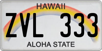 HI license plate ZVL333