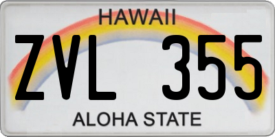 HI license plate ZVL355