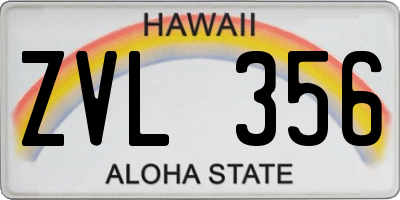 HI license plate ZVL356