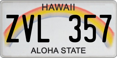 HI license plate ZVL357