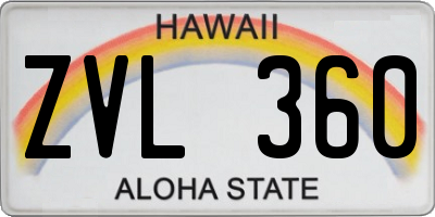 HI license plate ZVL360