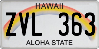 HI license plate ZVL363