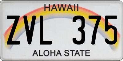 HI license plate ZVL375