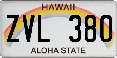 HI license plate ZVL380