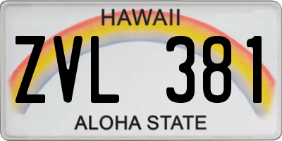 HI license plate ZVL381