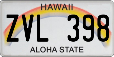 HI license plate ZVL398