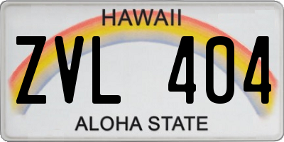 HI license plate ZVL404