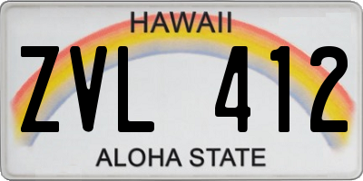 HI license plate ZVL412