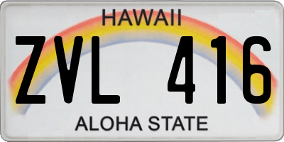HI license plate ZVL416